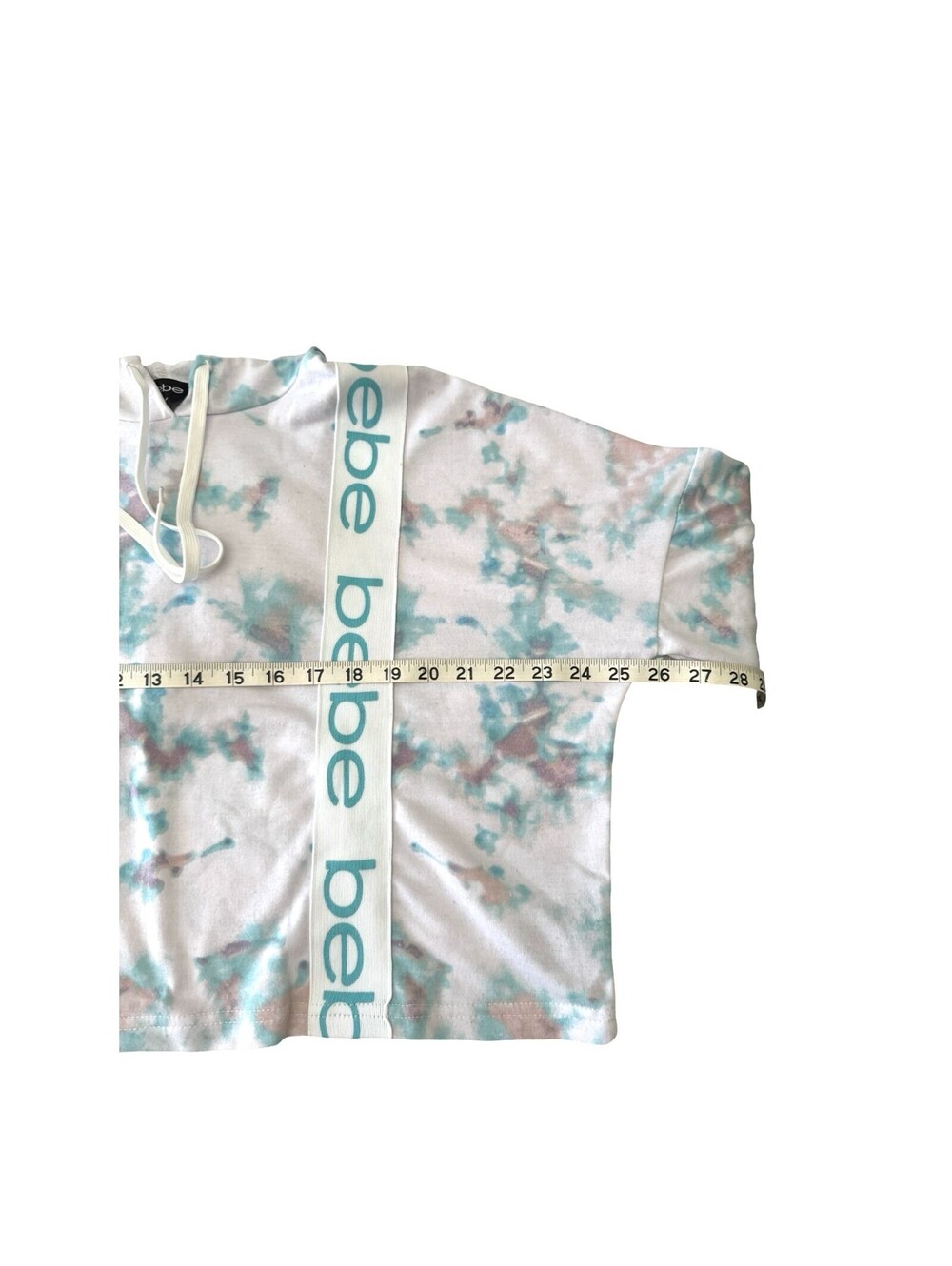 Bebe Tie Dye Cropped Hoodie Small Y2K Athleisure Lounge Pullover Sweatshirt - Picture 5 of 9
